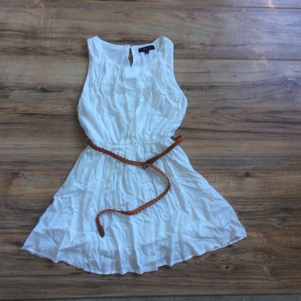 White dress with belt